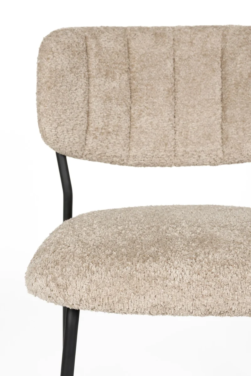 White Label Living Stuhl Jolien Schwarz/Beige Bouclé – 56 × 49 × 77 cm, 2er-Set