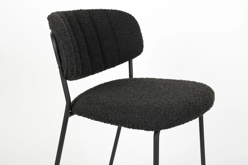 White Label Living Tresenhocker Jolien Schwarz/Schwarz Bouclé – 54 × 47 × 89 cm, 2er-Set