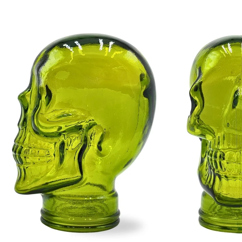Glas KOPFHÖRERSTÄNDER TOTENKOPF| 26cm Glaskopf Skulptur | Farbe: T02 limette