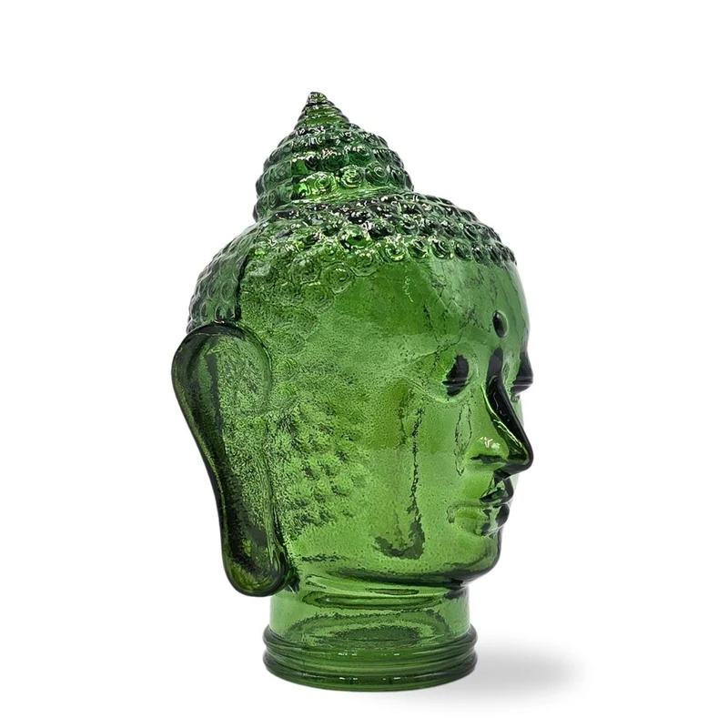 DEKOKOPF BUDDHA | Glas, Dekoration für Garten und Wohnung | Farbe: T11 dunkelgrün