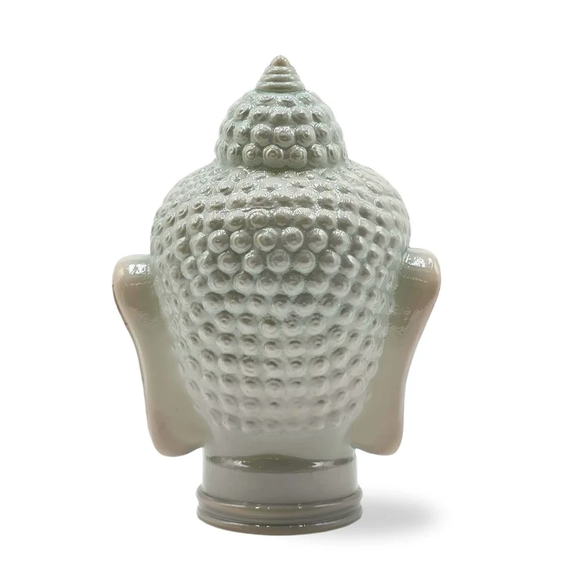 DEKOKOPF BUDDHA | Glas, Dekoration für Garten und Wohnung | Farbe: OP3 hellgrau