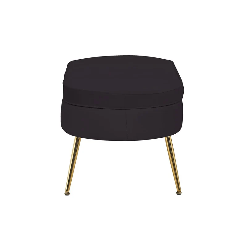 Ovaler Sitzpouf in Samtoptik – Schwarz/Gold, 99 cm