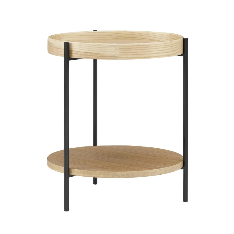 Beistelltisch mit zwei Ablagen – Eichenoptik, Ø 44 cm