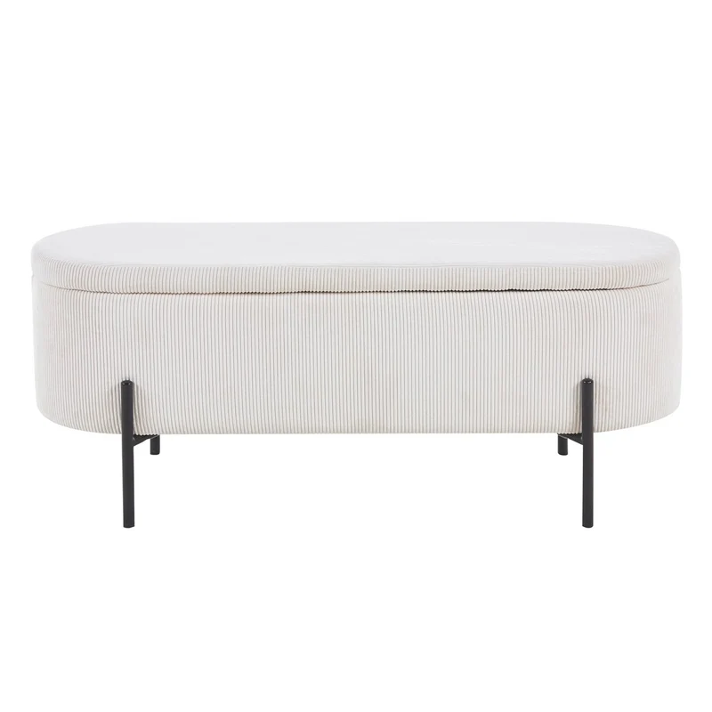 Bettbank mit Stauraum und Cord – Beige, 110 cm