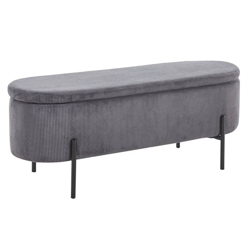 Bettbank mit Stauraum und Cord – Grau, 110 cm