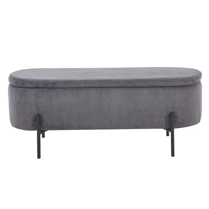 Bettbank mit Stauraum und Cord – Grau, 110 cm