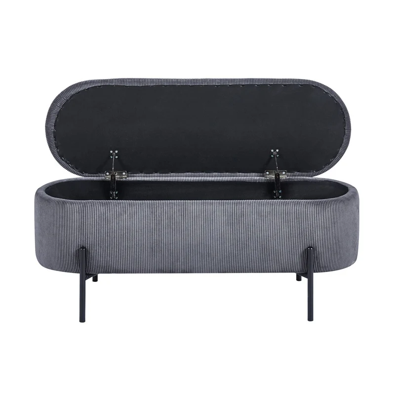 Bettbank mit Stauraum und Cord – Grau, 110 cm