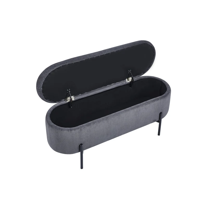 Bettbank mit Stauraum und Cord – Grau, 110 cm