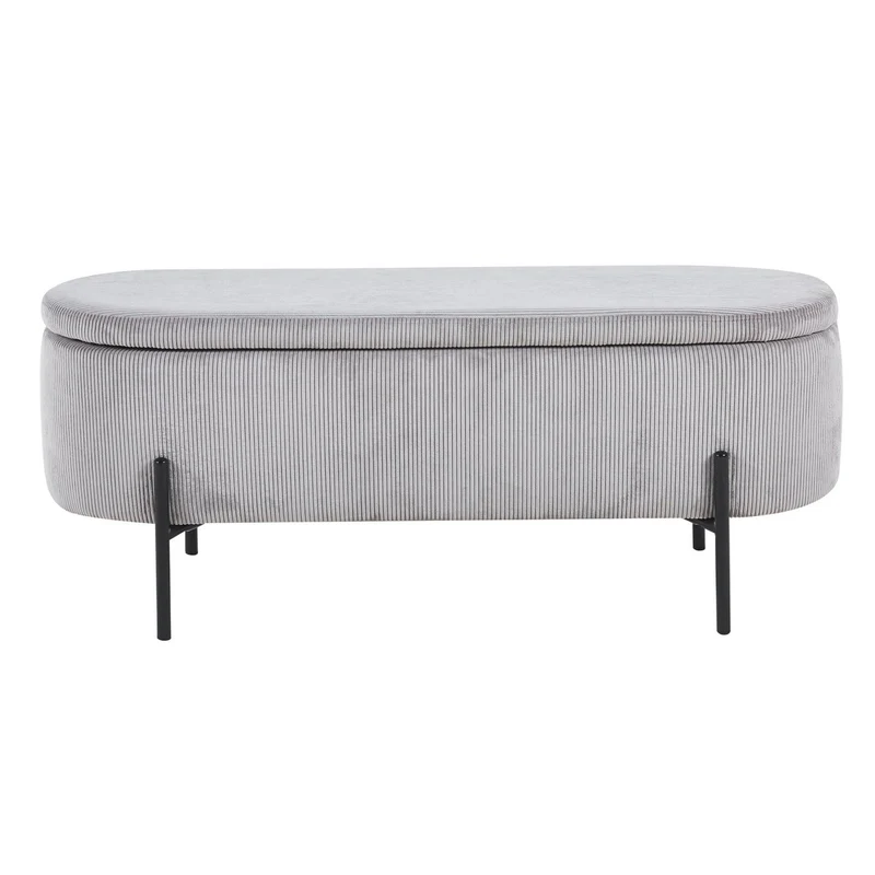 Bettbank mit Stauraum und Cord – Hellgrau, 110 cm