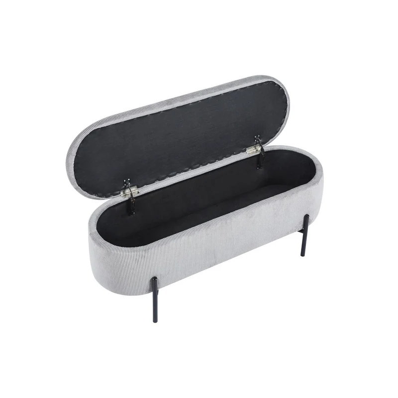 Bettbank mit Stauraum und Cord – Hellgrau, 110 cm