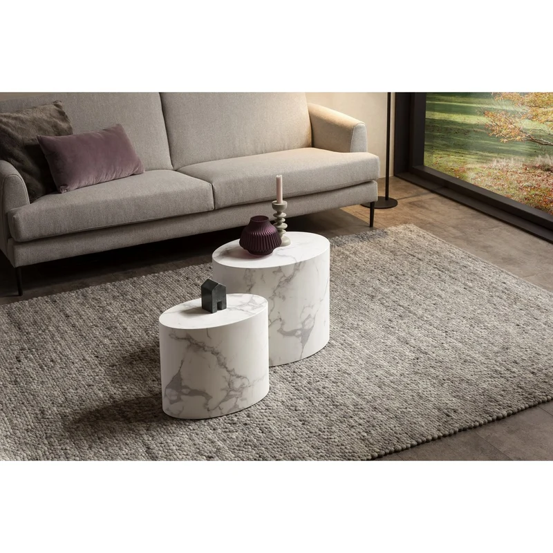 Couchtisch in weißer Marmoroptik – 2er-Set