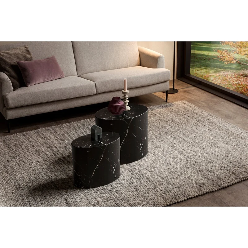 Couchtisch in schwarzer Marmoroptik – 2er-Set