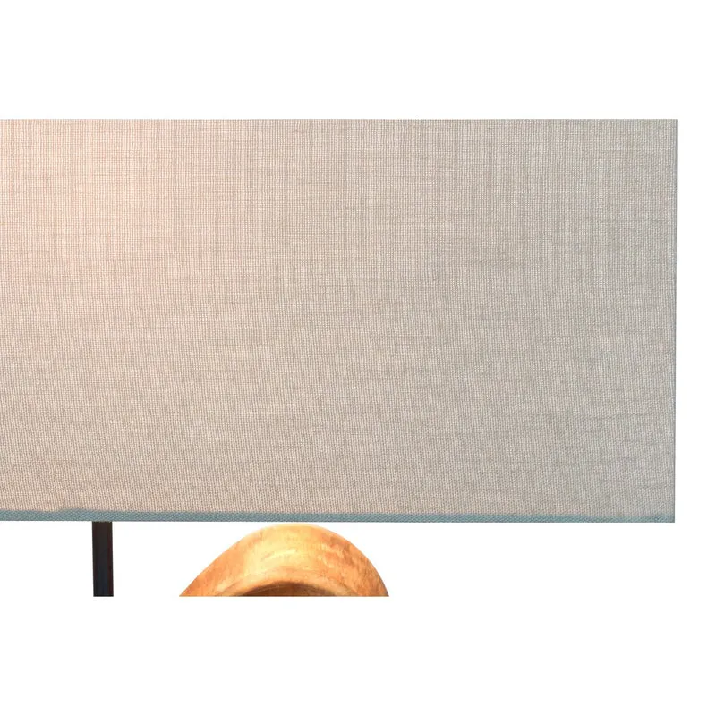 Tischleuchte mit Holzfuß und Leinenschirm – Natur/Weiß, 50 cm