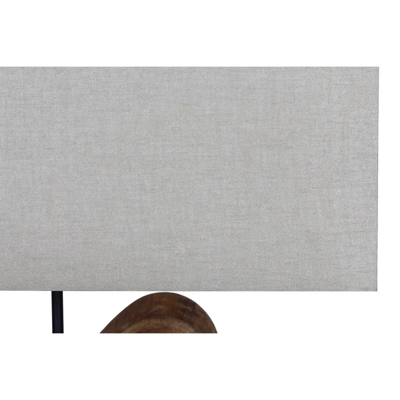 Tischleuchte mit Holzfuß und Leinenschirm – Natur/Weiß, 50 cm