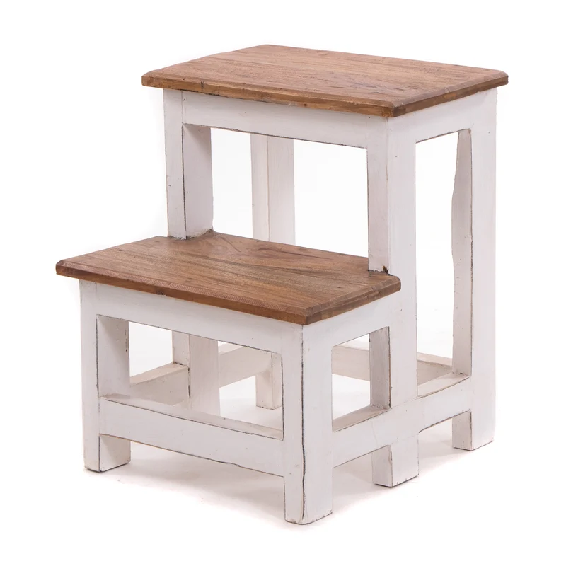 TRITTLEITER "STEP" | 46x37 cm (HxB), Altholz | Tritthocker | Farbe: 06 weiß-landhaus