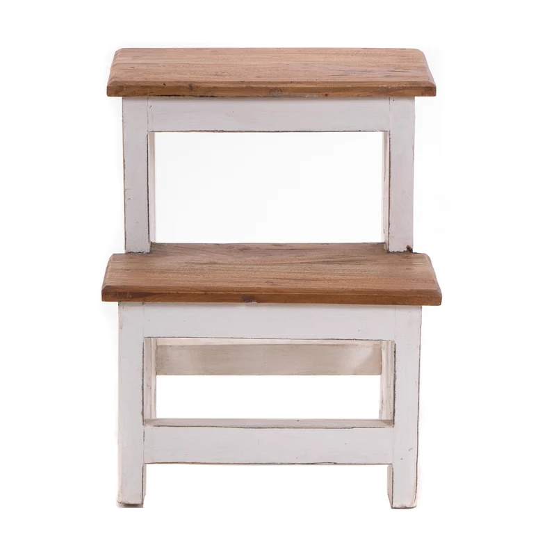 TRITTLEITER "STEP" | 46x37 cm (HxB), Altholz | Tritthocker | Farbe: 06 weiß-landhaus