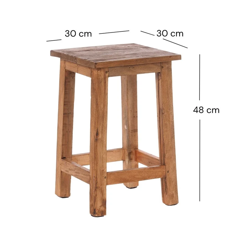Sitzhocker MADERO | 48x30cm(HxB), Recyclingholz, Holzhocker, Hocker | Farbe: 01 natur-vintage