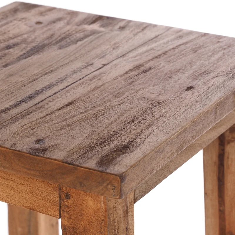 Sitzhocker MADERO | 48x30cm(HxB), Recyclingholz, Holzhocker, Hocker | Farbe: 01 natur-vintage