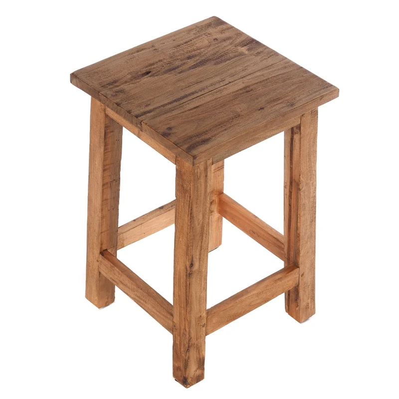 Sitzhocker MADERO | 48x30cm(HxB), Recyclingholz, Holzhocker, Hocker | Farbe: 01 natur-vintage