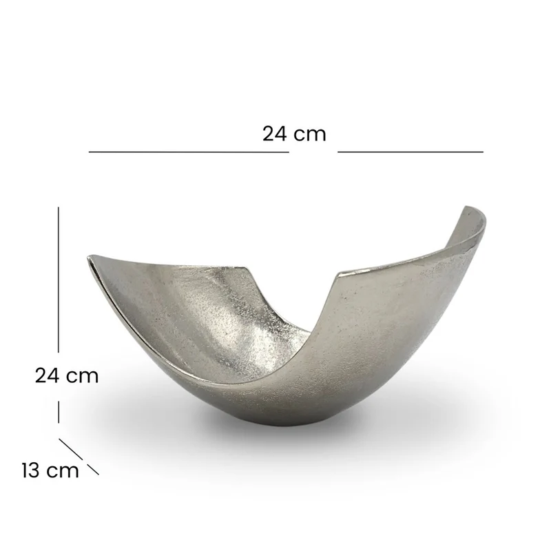 DEKO SCHALE "ONDA" | 24 cm, silber | geschwungene Obstschale