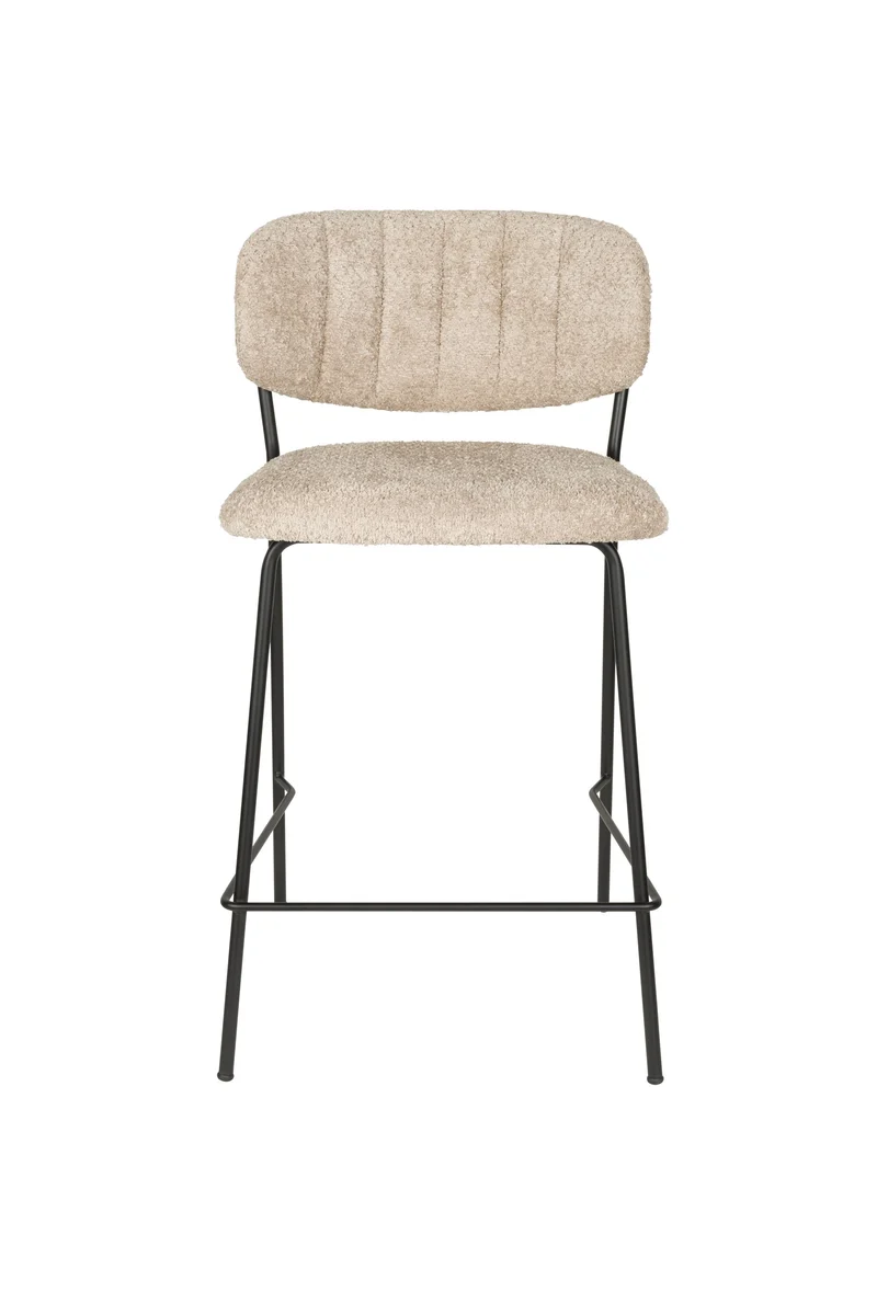 White Label Living Tresenhocker Jolien Schwarz/Beige Bouclé – 54 × 47 × 89 cm, 2er-Set