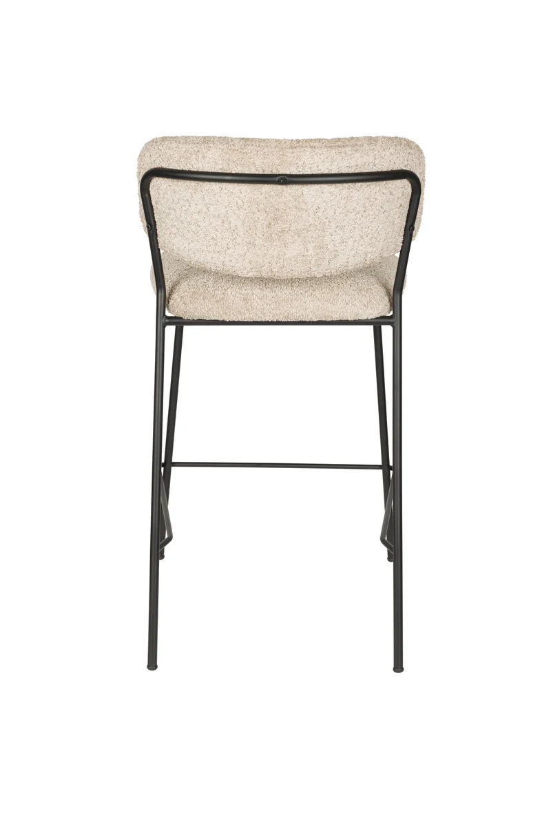 White Label Living Tresenhocker Jolien Schwarz/Beige Bouclé – 54 × 47 × 89 cm, 2er-Set