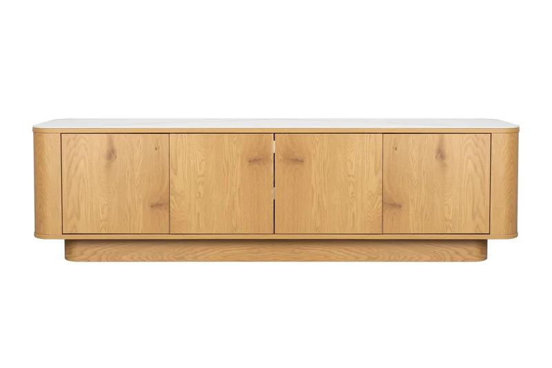 White Label Living Sideboard Niedrig Almira – Eiche, Spanplatte, 40 × 180 × 50 cm