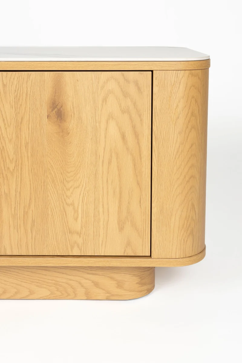 White Label Living Sideboard Niedrig Almira – Eiche, Spanplatte, 40 × 180 × 50 cm