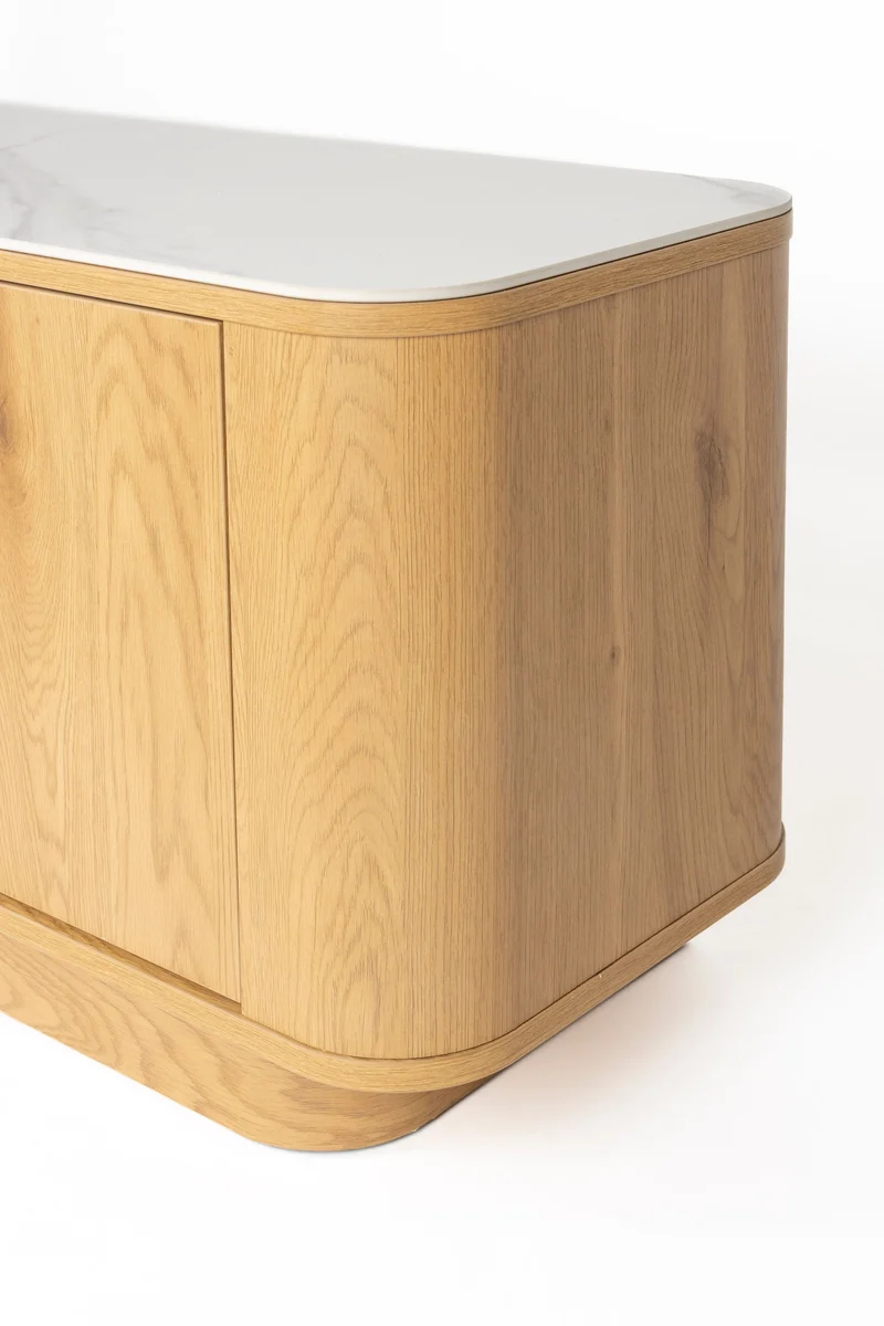 White Label Living Sideboard Niedrig Almira – Eiche, Spanplatte, 40 × 180 × 50 cm