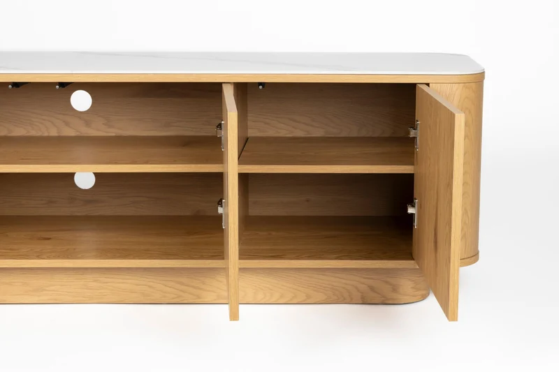 White Label Living Sideboard Niedrig Almira – Eiche, Spanplatte, 40 × 180 × 50 cm