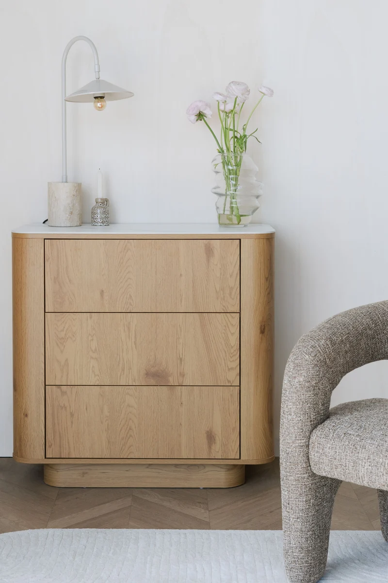 White Label Living Kommode Almira – Eiche, Spanplatte, 40 × 90 × 80 cm