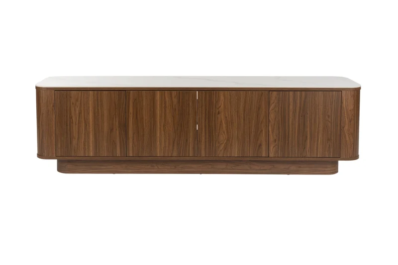White Label Living Sideboard Niedrig Almira – Nussbaum, Spanplatte, 40 × 180 × 50 cm