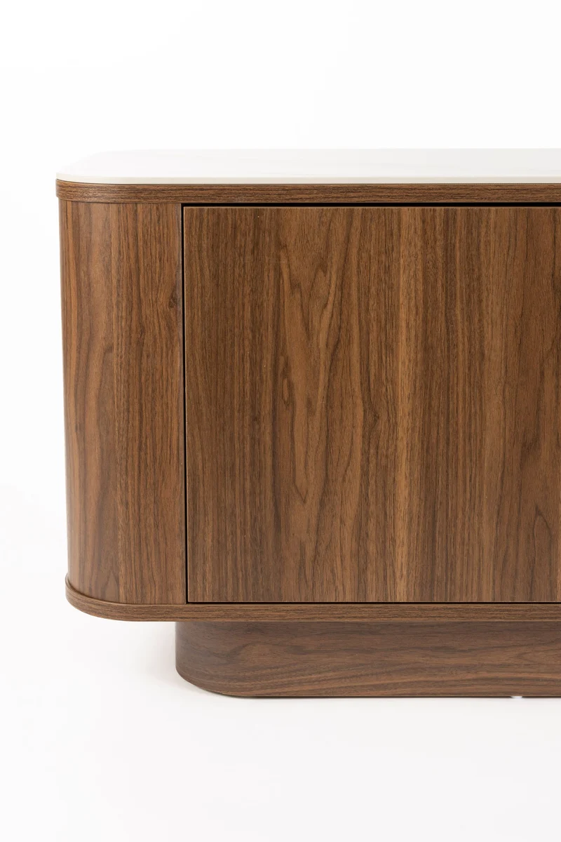 White Label Living Sideboard Niedrig Almira – Nussbaum, Spanplatte, 40 × 180 × 50 cm