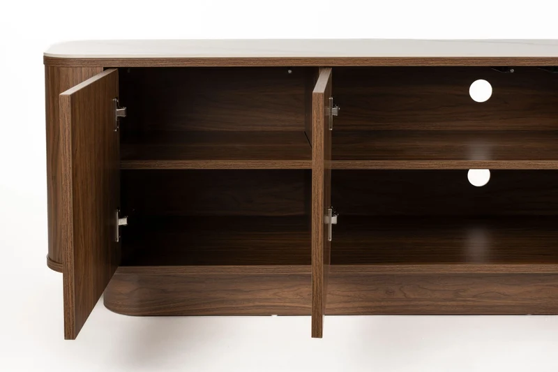 White Label Living Sideboard Niedrig Almira – Nussbaum, Spanplatte, 40 × 180 × 50 cm