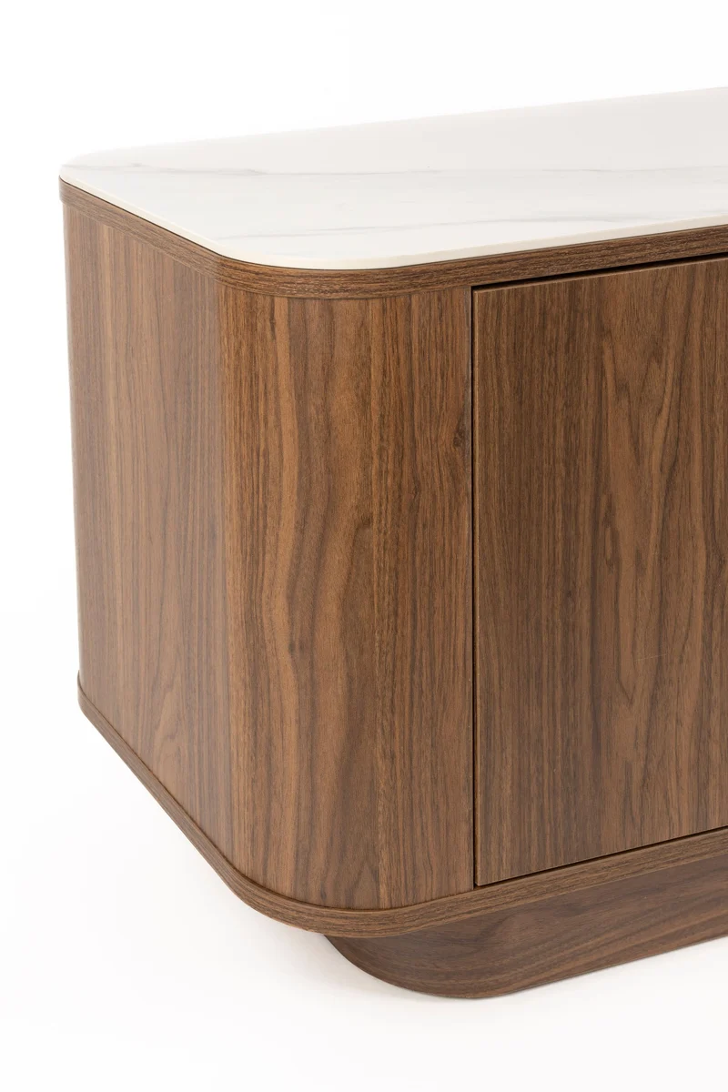White Label Living Sideboard Niedrig Almira – Nussbaum, Spanplatte, 40 × 180 × 50 cm