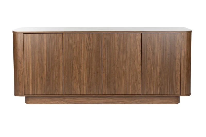 White Label Living Sideboard Hoch Almira – Nussbaum, Spanplatte, 40 × 180 × 75 cm