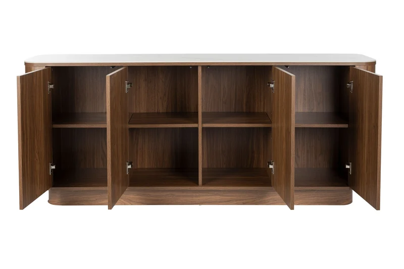 White Label Living Sideboard Hoch Almira – Nussbaum, Spanplatte, 40 × 180 × 75 cm
