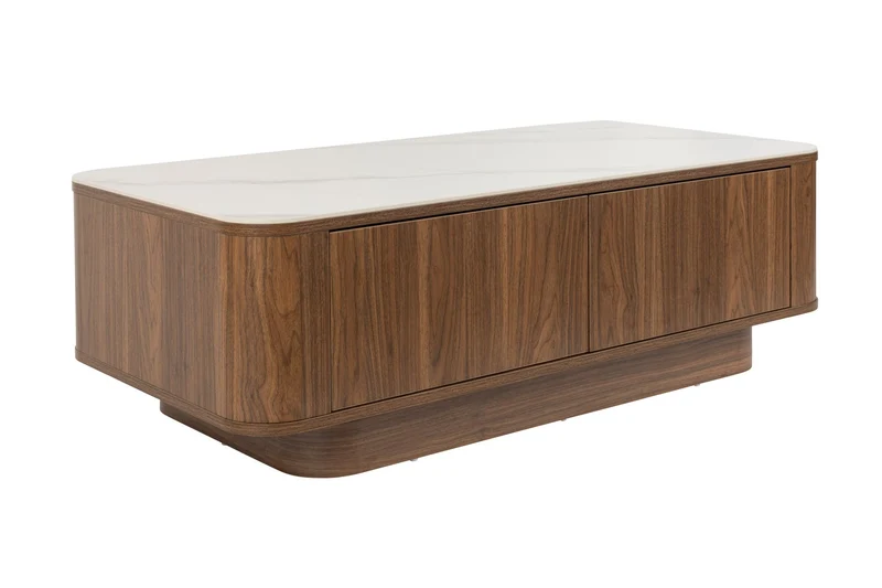 White Label Living Kommode Almira – Nussbaum, Spanplatte, 40 × 90 × 80 cm