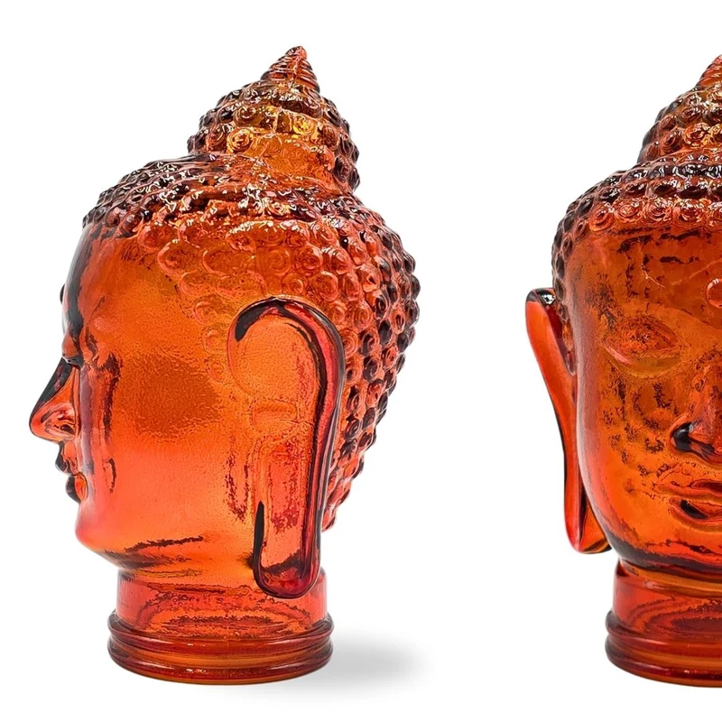 DEKOKOPF BUDDHA | Glas, Dekoration für Garten und Wohnung | Farbe: T04 hot orange