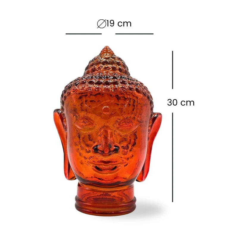 DEKOKOPF BUDDHA | Glas, Dekoration für Garten und Wohnung | Farbe: T04 hot orange