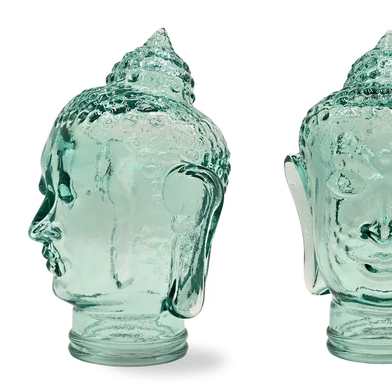 DEKOKOPF BUDDHA | Glas, Dekoration für Garten und Wohnung | Farbe: T01 klar