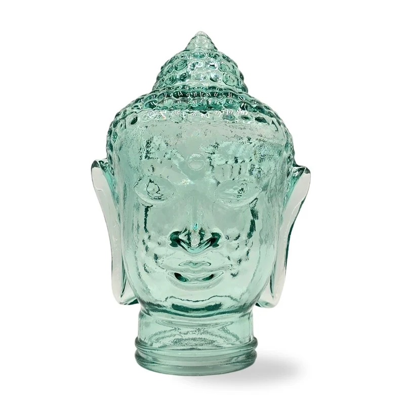 DEKOKOPF BUDDHA | Glas, Dekoration für Garten und Wohnung | Farbe: T01 klar