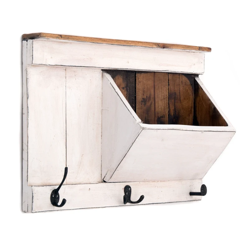 SCHLÜSSELBRETT "NATURA 50" | 50x35x13cm (BxHxT), Staufach | Garderobe | Farbe: 06 weiß-landhaus