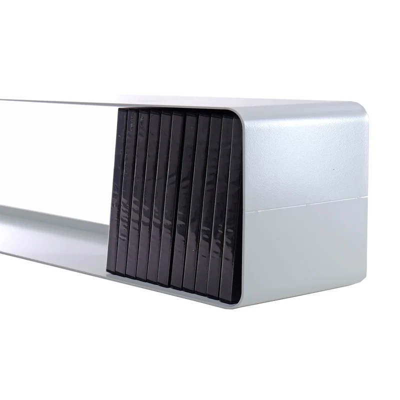 RETRO DESIGN CD REGAL "CUBE" | 120cm, Metall, Wandregal für 100CDs | Farbe: weiß