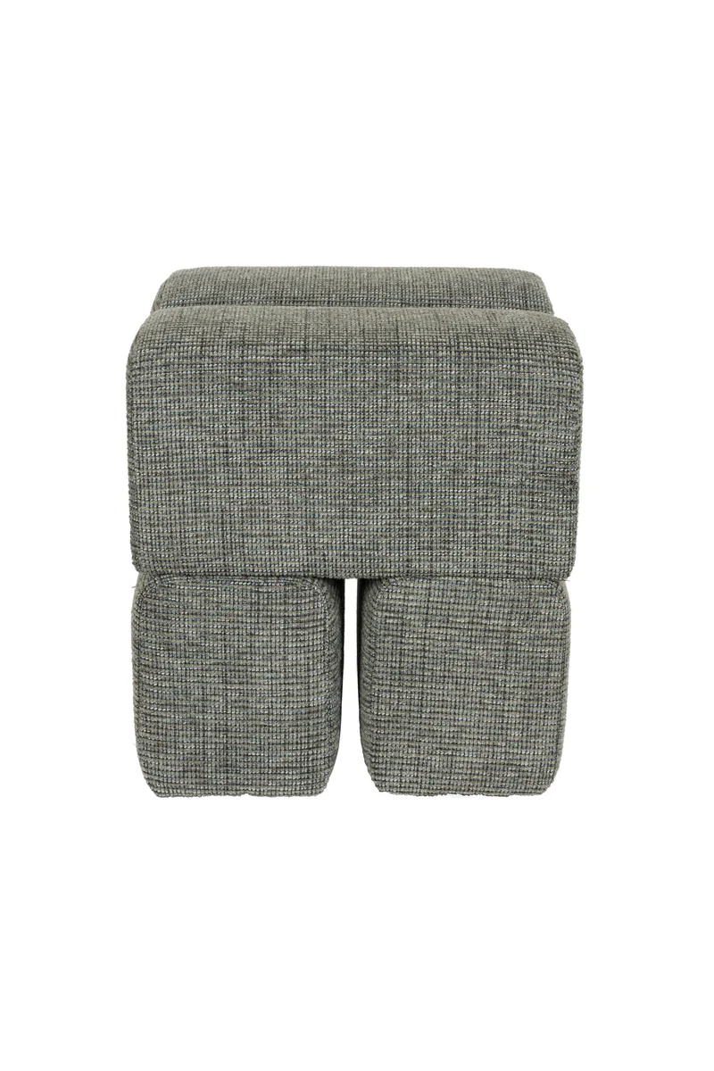 White Label Living Hocker Staple – Grün, Polyester, 40 × 40 × 45 cm