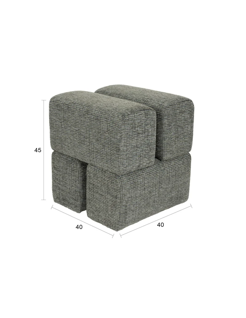 White Label Living Hocker Staple – Grün, Polyester, 40 × 40 × 45 cm