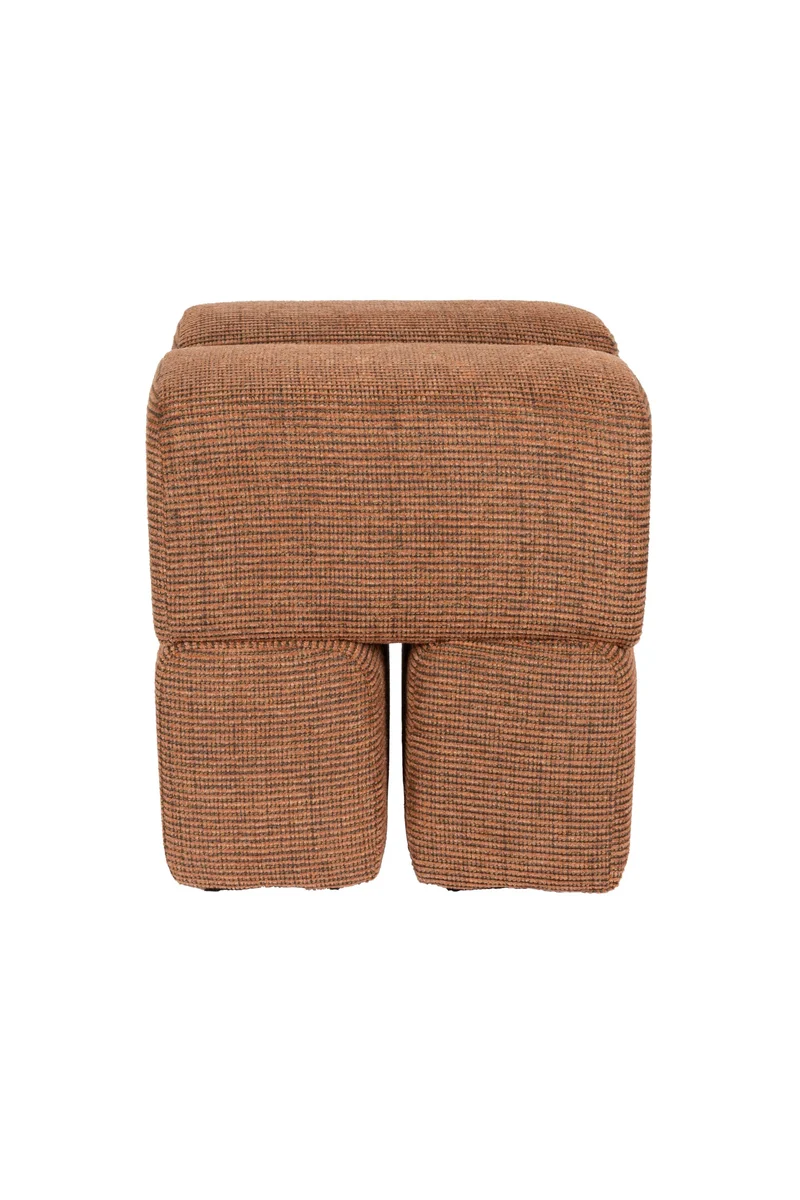 White Label Living Hocker Staple Terracotta – Polyester, 40 × 40 × 45 cm