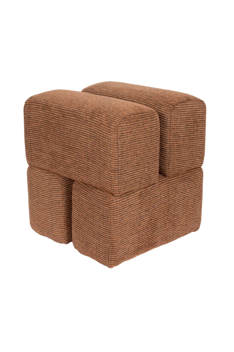 White Label Living Hocker Staple Terracotta – Polyester, 40 × 40 × 45 cm