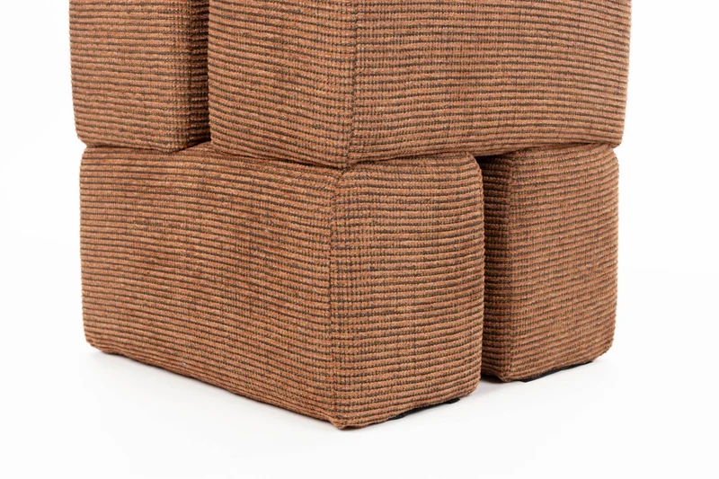 White Label Living Hocker Staple Terracotta – Polyester, 40 × 40 × 45 cm