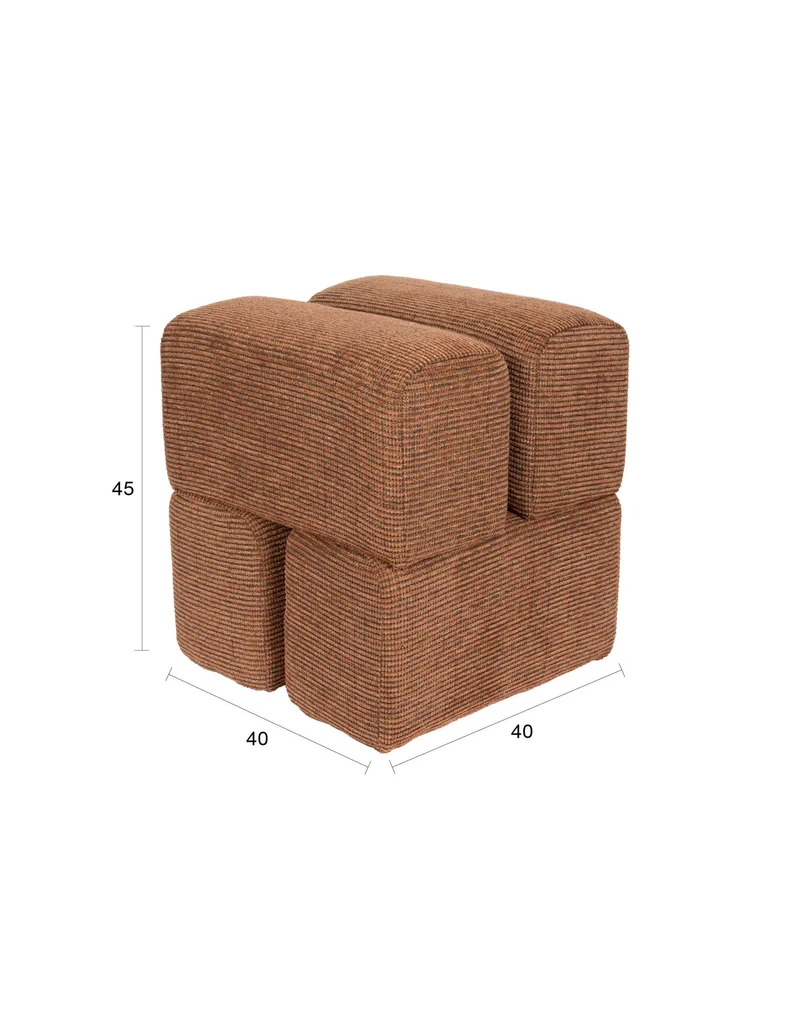 White Label Living Hocker Staple Terracotta – Polyester, 40 × 40 × 45 cm